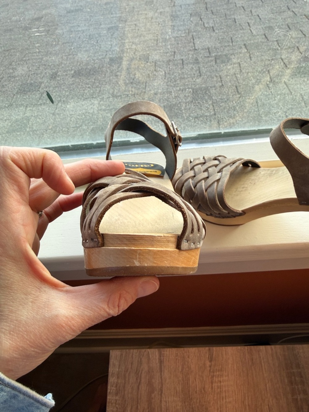 Women’s Swedish Hasbeen Wooden Clog Sandals - Gray - size 37 - Picture 4 of 16